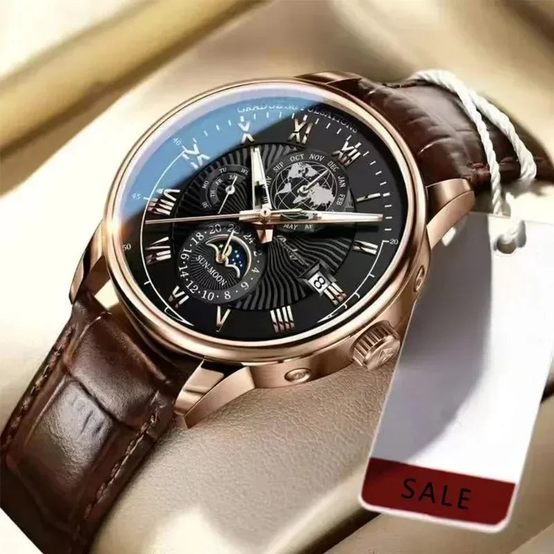 Luxury Man Watch Waterproof Chronograph Moon